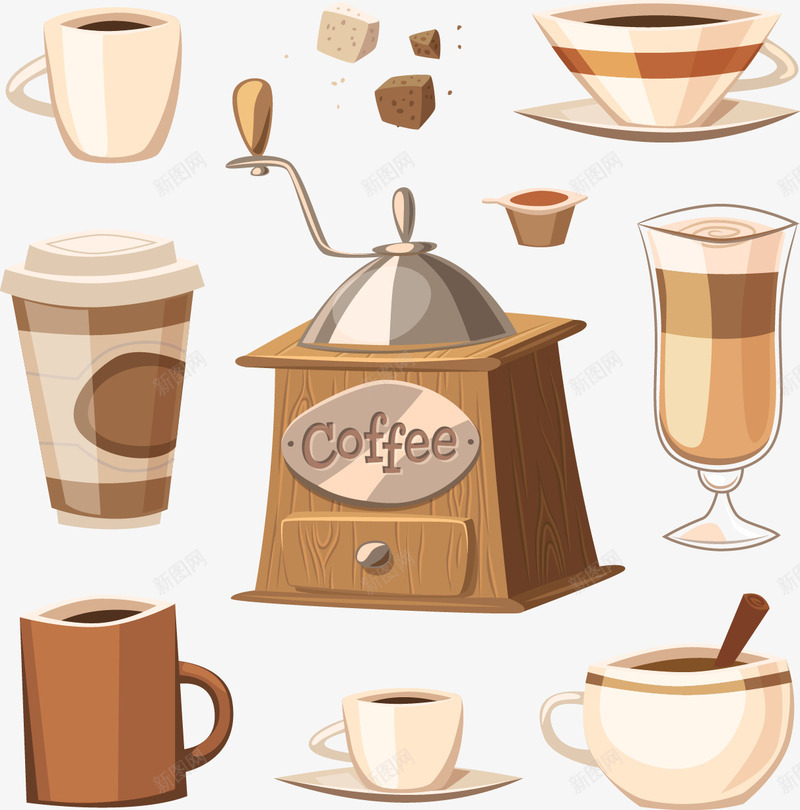 咖啡用品模板png免抠素材_新图网 https://ixintu.com 咖啡 咖啡机 咖啡杯