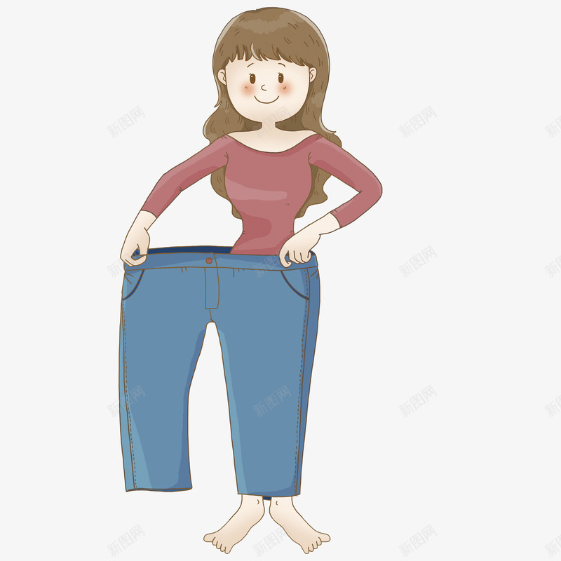 穿一只裤腿的女孩png免抠素材_新图网 https://ixintu.com 减肥 创意 唯美 多彩 微笑 手绘 插画 简笔 长发