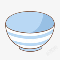 蓝色小碗手绘蓝色卡通小碗高清图片
