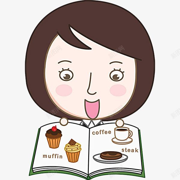 点餐的女孩png免抠素材_新图网 https://ixintu.com 卡通 可爱的 小女孩 手绘 漂亮 简笔 菜单