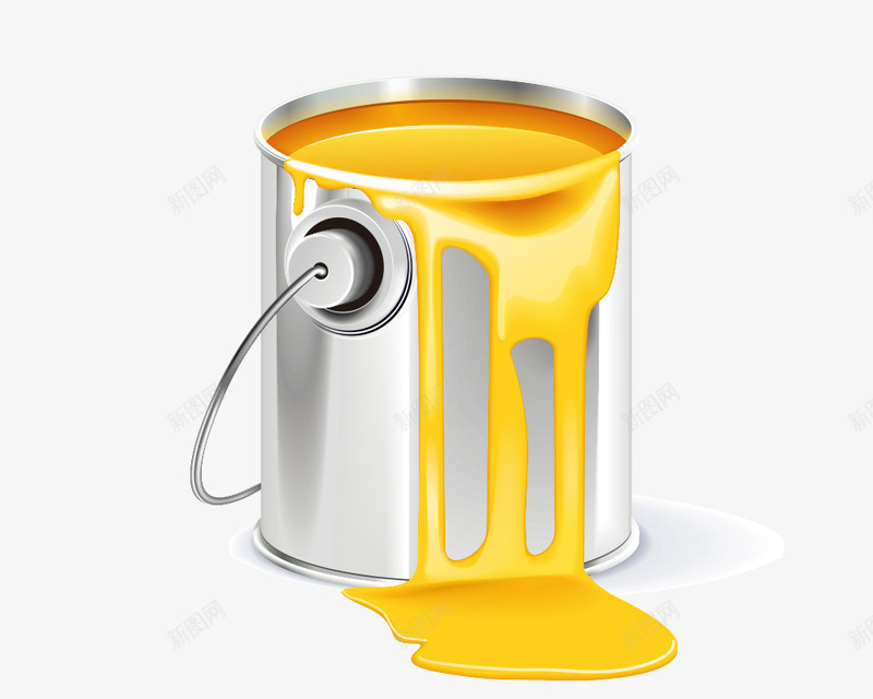 金属油漆桶png免抠素材_新图网 https://ixintu.com 手绘油漆 金属桶 黄油 黄油流体 黄色油漆