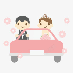 背靠背的新郎新娘结婚卡通手绘结婚高清图片
