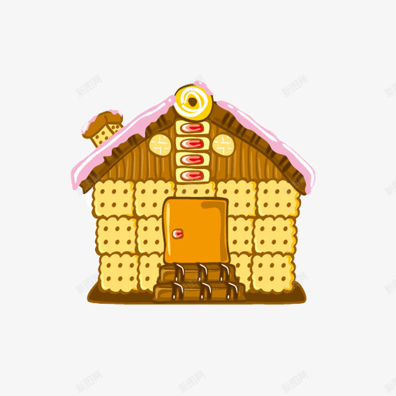 饼干小屋png免抠素材_新图网 https://ixintu.com 卡通 卡通饼干 可爱 屋子 装饰 食物 饼干 黄色