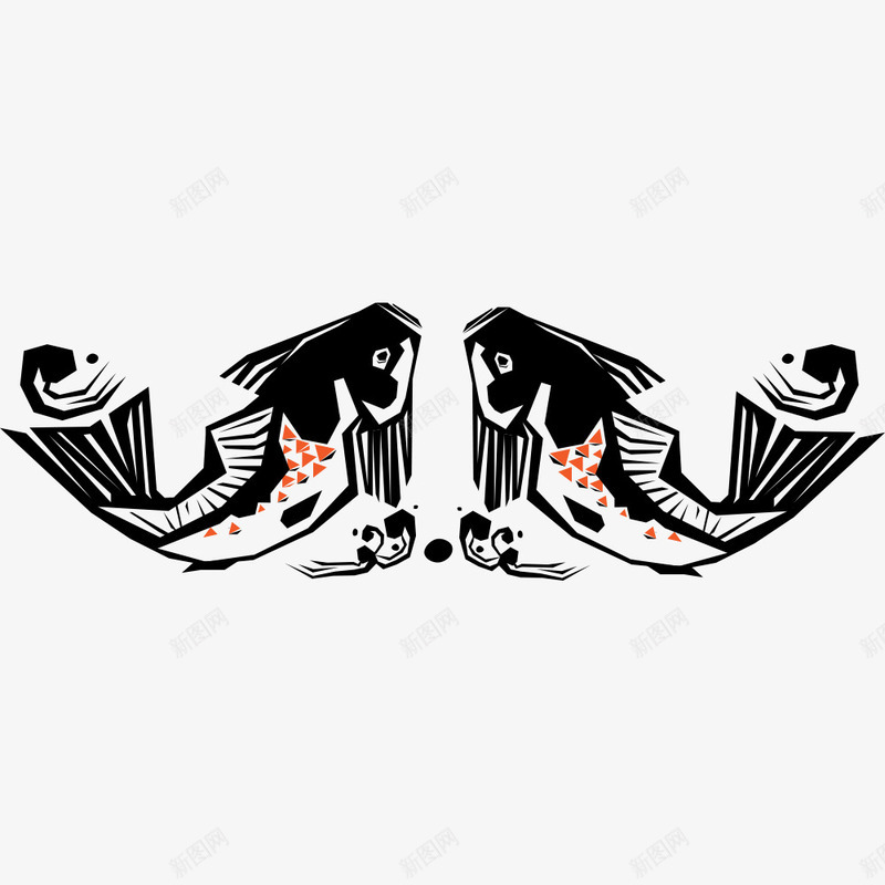 两只小鱼图标png_新图网 https://ixintu.com png图形 png装饰 小鱼 手绘 装饰 黑色