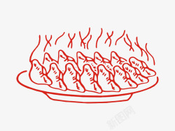 红色手绘热饺子素材