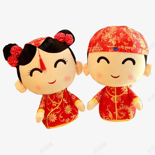 中式婚礼娃娃png免抠素材_新图网 https://ixintu.com 产品实物 人形 可爱小人 婚庆 结婚小人