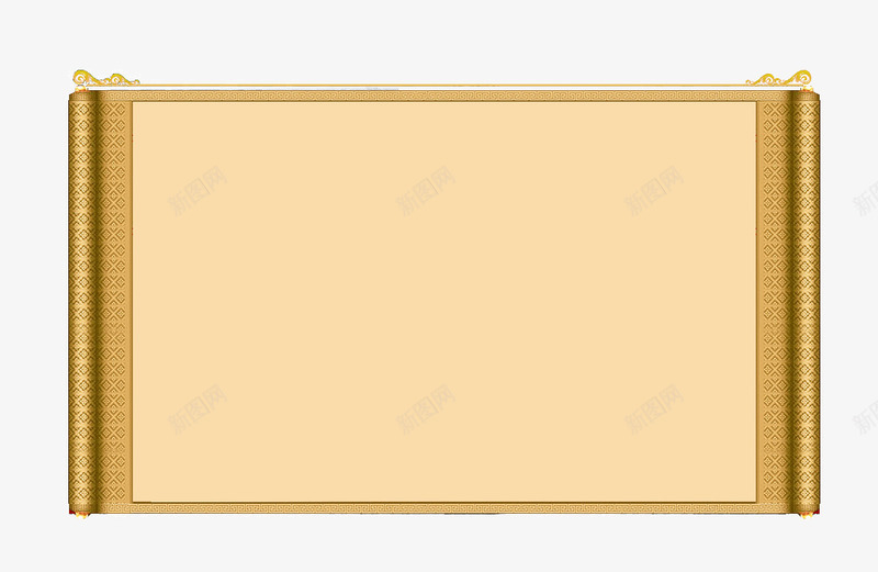 黄色大气卷幅png免抠素材_新图网 https://ixintu.com 个性 中国风 卷幅 卷轴 大气