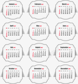 日历风格灰色图章样式新年日历高清图片