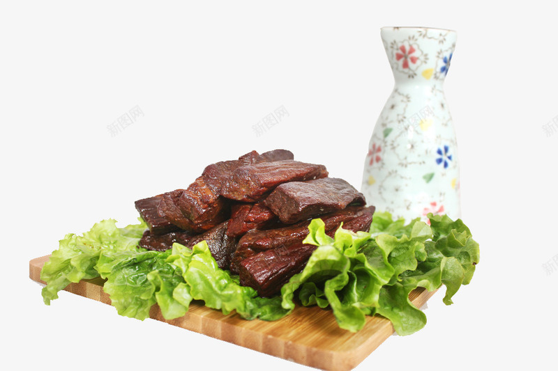 日式牛肉干png免抠素材_新图网 https://ixintu.com 产品实物 清酒 牛肉干 生菜