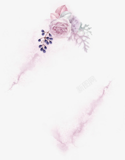 PPT花艳丽手绘卡通紫色花卉花框创意高清图片