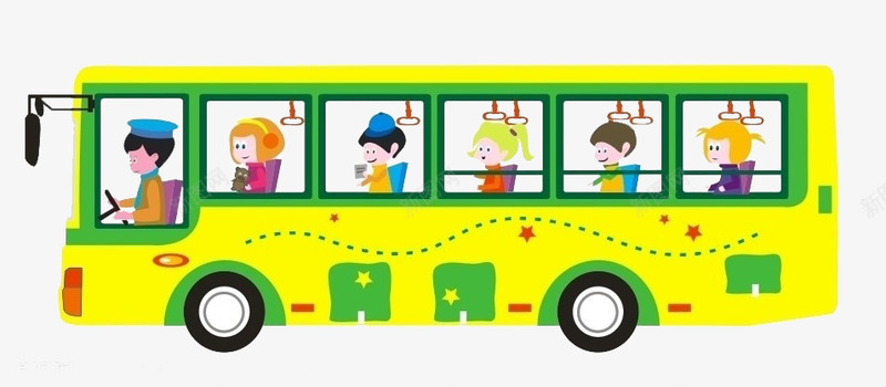 公交车png免抠素材_新图网 https://ixintu.com 交通工具 公交 公家车 卡通 黄色