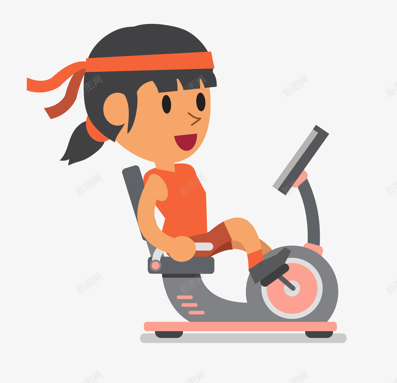 卡通美女动感单车png免抠素材_新图网 https://ixintu.com 健身 健身车 卡通 卡通美女动感单车 室内自行车 美女健身 运动 锻炼