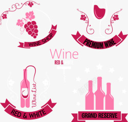 粉色葡萄酒菜单矢量图素材
