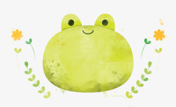 手绘胖胖的青蛙头素材