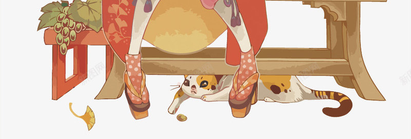 日式少女png免抠素材_新图网 https://ixintu.com PNG PNG免费下载 PNG图片 伞 和服少女 少女 猫咪