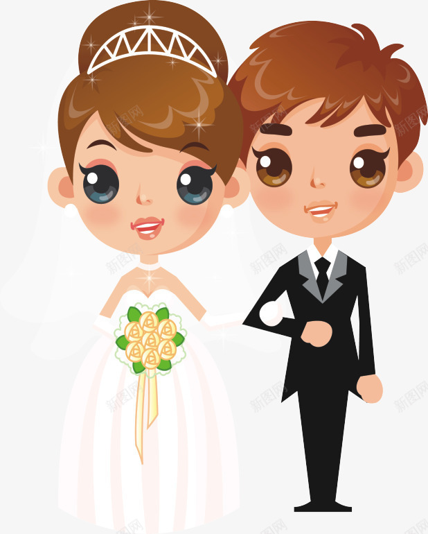 结婚进行时png免抠素材_新图网 https://ixintu.com 卡通 婚庆 情侣 结婚