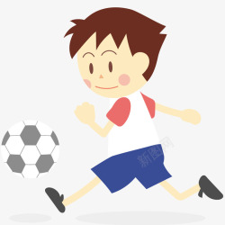 男孩子踢足球简约手绘卡通人物装饰男孩子踢足高清图片