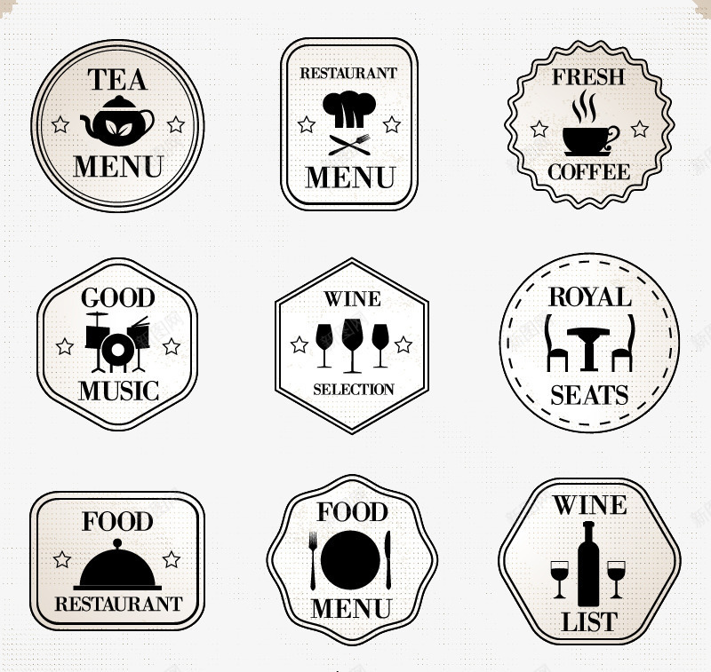 9款简洁餐厅标签png免抠素材_新图网 https://ixintu.com 标签素材 用餐标签 简洁 菜单标签 餐厅