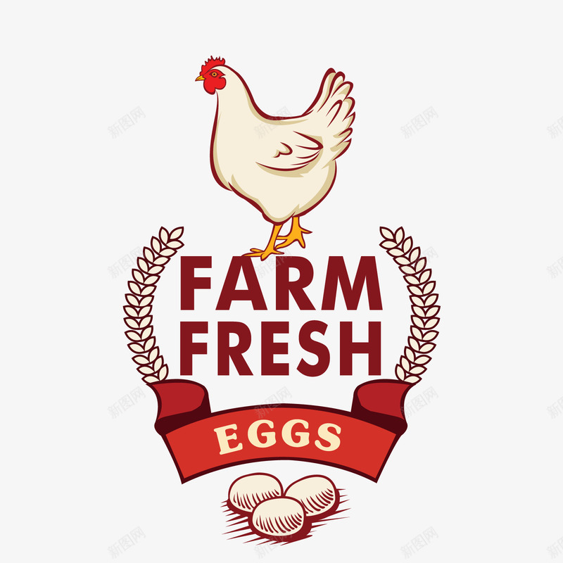 农场新鲜鸡蛋标签矢量图ai免抠素材_新图网 https://ixintu.com 农场 新鲜鸡蛋 新鲜鸡蛋标签 白色 红色 英文 鸡蛋 矢量图