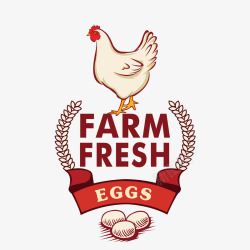 红色农场农场新鲜鸡蛋标签矢量图高清图片