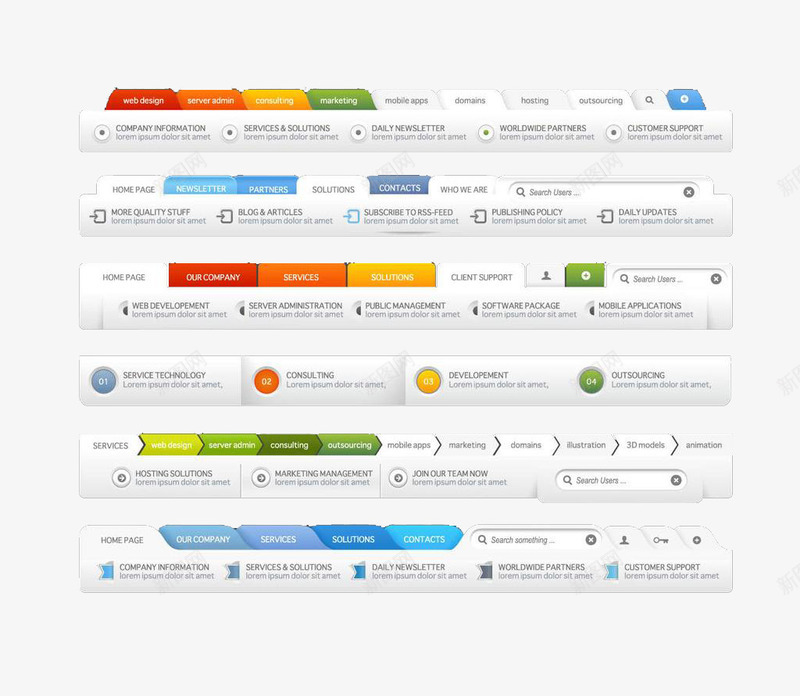 款式多样网页菜单导航栏png_新图网 https://ixintu.com 导航栏 效果图案 款式多样 网页 菜单 菜单导航 装饰