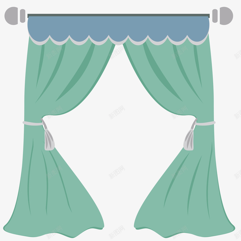 绿色的窗帘png免抠素材_新图网 https://ixintu.com png图形 png装饰 手绘 窗帘 绿色 装饰