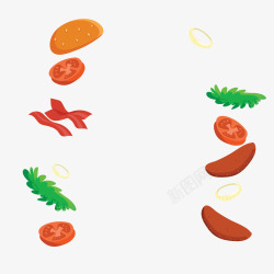 手绘西红柿青菜食物素材