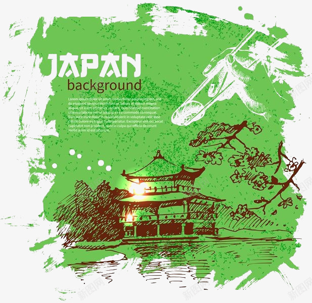 绿色日本元素png免抠素材_新图网 https://ixintu.com 日式 日式建筑 日本 绿色