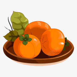 卡通柿子盘子上的柿子高清图片