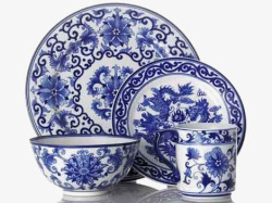 中式瓷器青花盘子高清图片