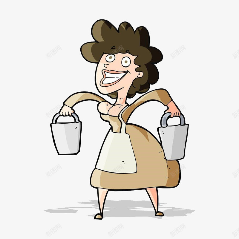 拎水的女士png免抠素材_新图网 https://ixintu.com 两个手拿着物品 卡通手绘 拎 拎东西 拎水 拿着 挎着 提东西 提水 提起来 水桶