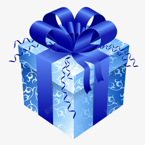 礼盒上的蓝花朵png免抠素材_新图网 https://ixintu.com PNG图形 PNG装饰 礼盒 花朵 蓝色 装饰