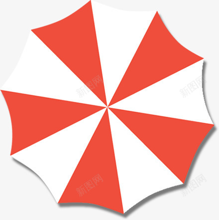 伞png免抠素材_新图网 https://ixintu.com 不规则形状 红白色 遮挡伞