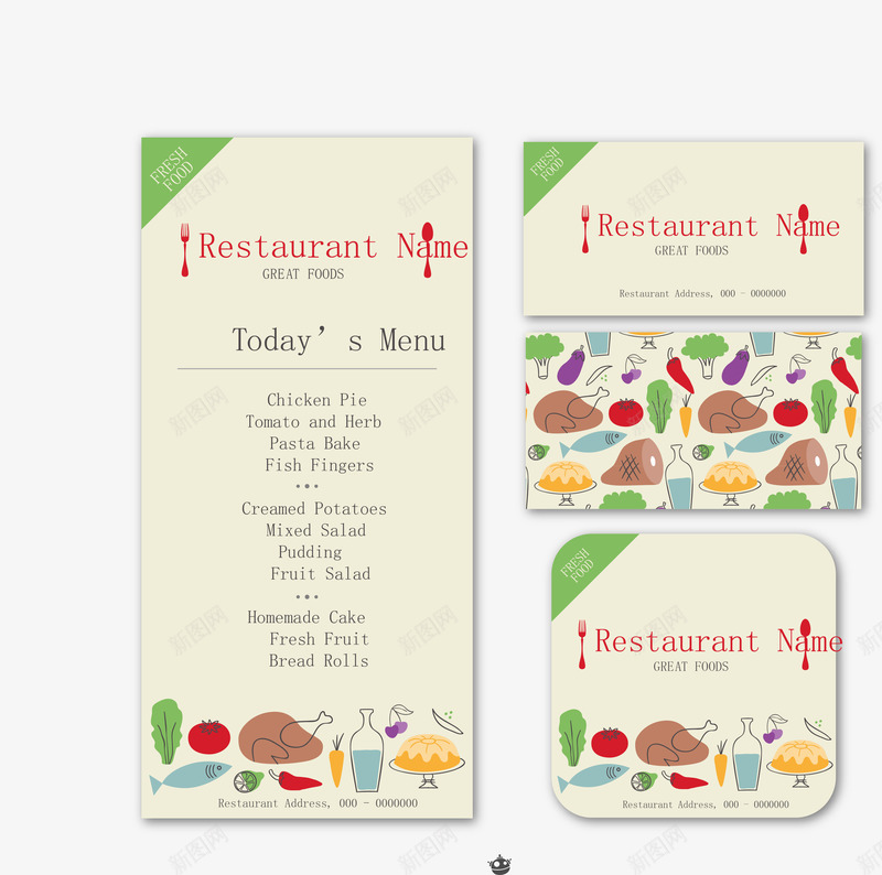 餐饮菜单排版矢量图ai_新图网 https://ixintu.com 平面海报元素 菜单排版元素 餐饮菜单排版 矢量图