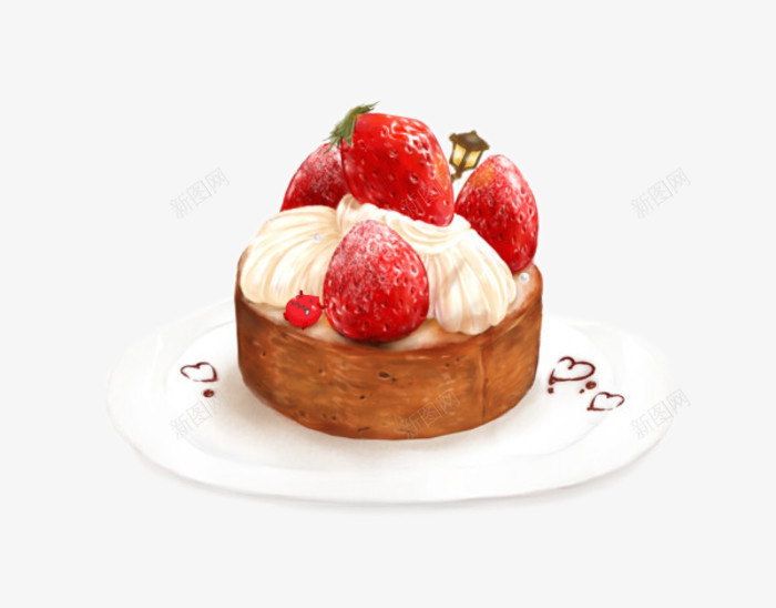 盘子里的糕点png免抠素材_新图网 https://ixintu.com 手绘 水果 白色 盘子 糕点 食物
