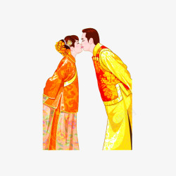 喜气洋洋的新郎新娘中国风婚礼高清图片