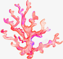 粉色水彩画珊瑚素材