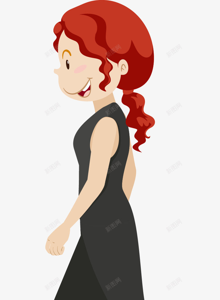 微笑的红发女孩图png免抠素材_新图网 https://ixintu.com 人 卡通女人 女人 女孩 时尚女人 矢量女孩 美丽女人 行走