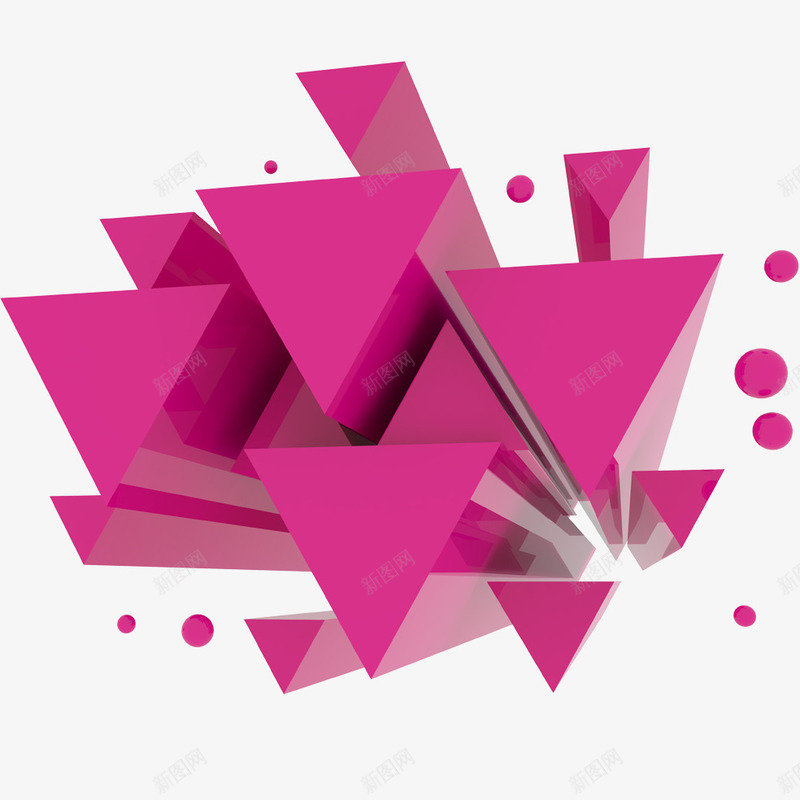 粉色立体多边形png免抠素材_新图网 https://ixintu.com 不规则图形 多边形 立体三角形 粉色多边形