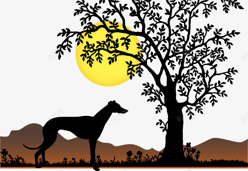 树下的猎狗png免抠素材_新图网 https://ixintu.com 人类的朋友 动物 小狗 捕猎 树下 猎人 猎犬 猎狗