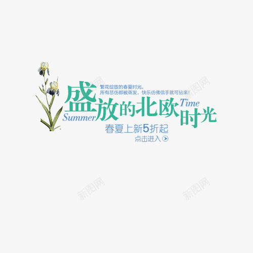 北欧时光png免抠素材_新图网 https://ixintu.com 北欧风格 浅蓝色 花卉 装饰 设计图