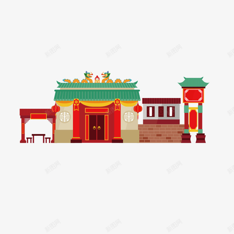 日式建筑png免抠素材_新图网 https://ixintu.com png图形 png装饰 卡通 建筑 房子 装饰