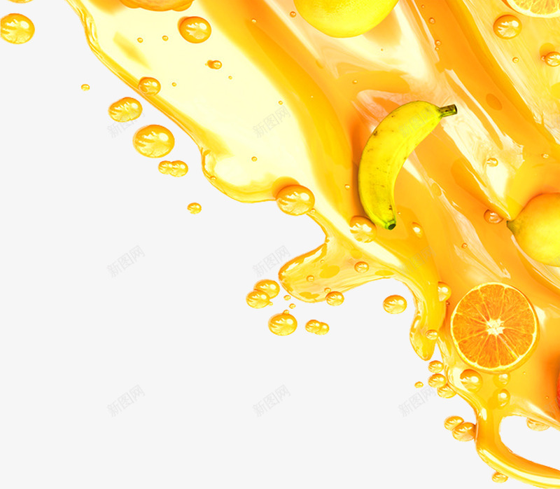 香蕉柠檬橙子果汁黄色背景psd免抠素材_新图网 https://ixintu.com 果汁 果汁黄色 果汁黄色背景 柠檬 橙子 香蕉 黄色背景