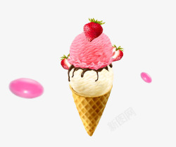 草莓冰淇淋冷饮菜单素材