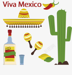卡通仙人草帽子墨西哥元素图标高清图片