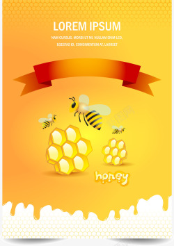 蜜蜂海报创意蜜蜂与蜂蜜海报矢量图高清图片