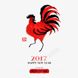鸡年日历素材红色公鸡中国风日历用高清图片