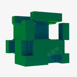 绿色多边形不规则3D立体建模设素材