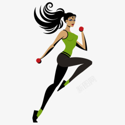 黑人跑步锻炼跑步的女子矢量图高清图片