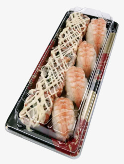 日式印花长方形带盖寿司盒包装素材